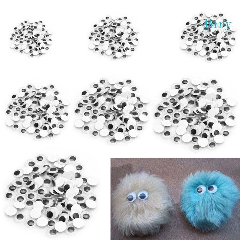 Mary 100PCS Wiggly Wobbly Googly Eyes Self-adhesive Scrapbooking Kerajinan Tangan