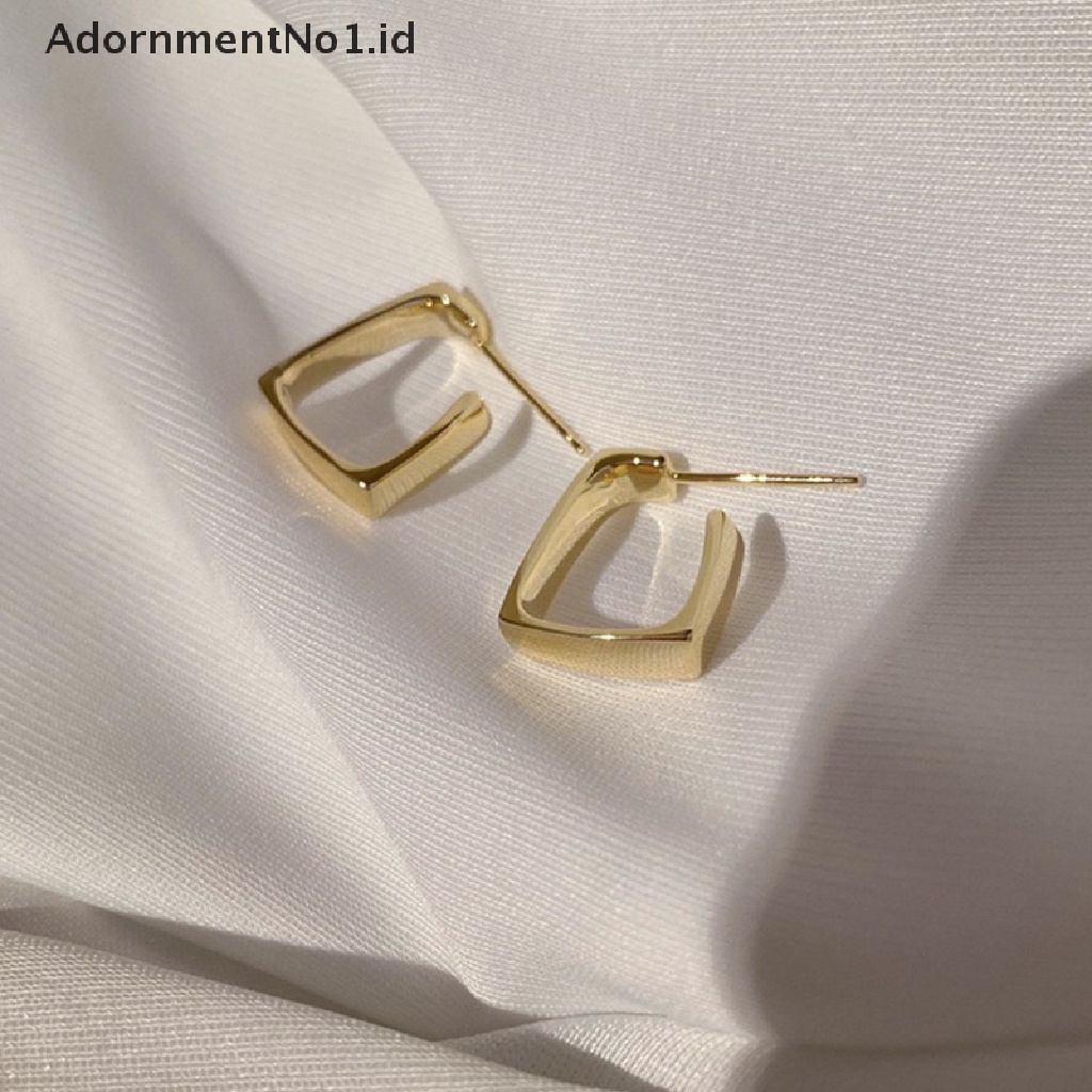 [AdornmentNo1] Baru Fashion Wanita Stainless Steel Glossy Stud Earrings Temperamen Wanita Anting Persegi Pesta Hadiah Ulang Tahun Perhiasan [ID]