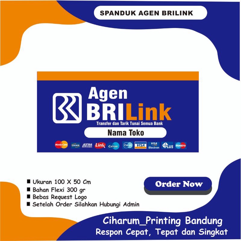 Spanduk Agen BriLink Bank BRI 50 x 100 CM Terlaris