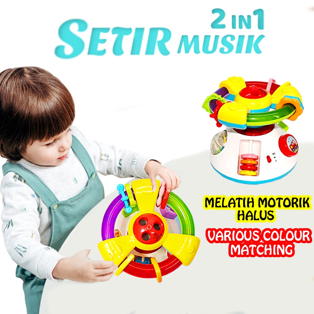 Mainan Bayi Setir Musik 2in1/ Mainan Proyektor Gambar/Mainan kerincingan Bayi Premium/ Mainan setir-setiran