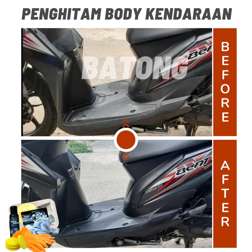 Paket Penghitam Body Motor dan Mobil Cairan Poles Dashboard Kendaraan Black Polish Penghitam Permanen Premium