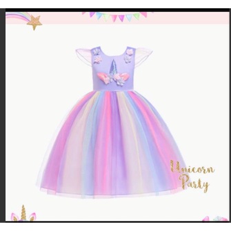 Dress princess baju unicorn anak dres uni corn gaun hadiah ulang tahun anak perempuan