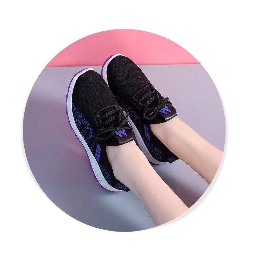 Sepatu Wanita Korea Nylon Sneakers Casual Black Running Import SP65