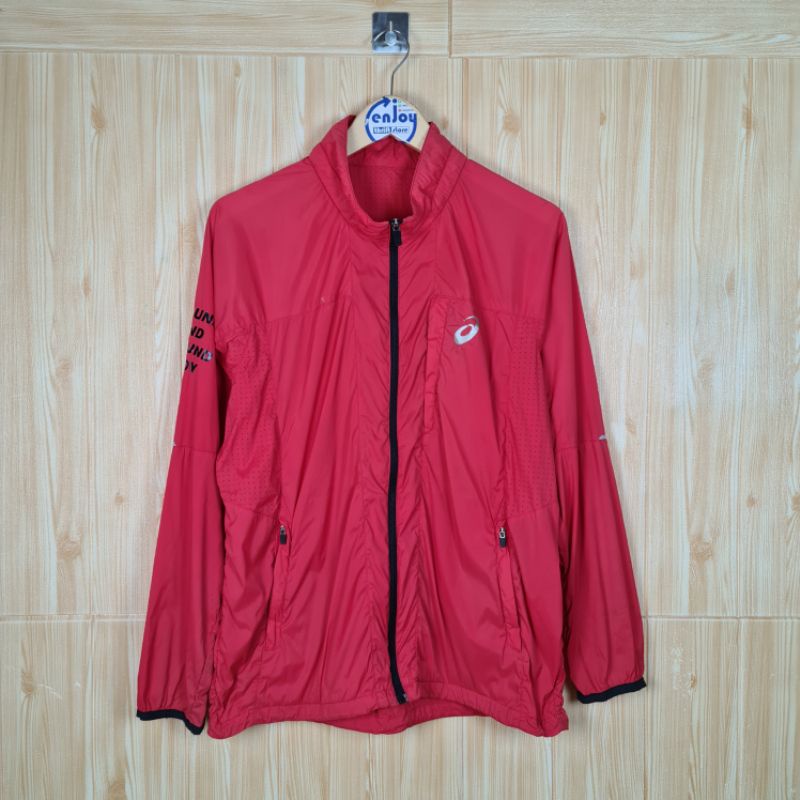 jaket tipis outdoor sports olahraga ASICS running lari jogging second preloved