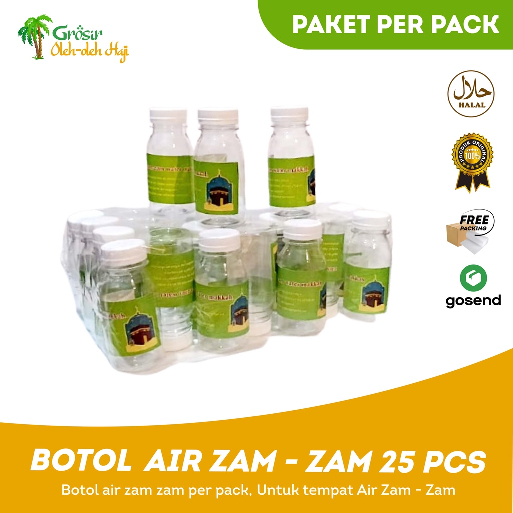 1 pack (25 Pcs) Botol Air Zam-zam Kosong Botol Zamzam 80ml Kemasan Plastik Lucu Murah untuk Oleh Oleh Haji dan Umroh