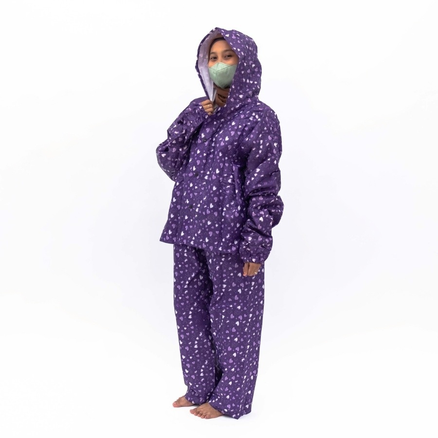Jas Hujan Setelan Jaket Celana Polkadot Love GRC 81030