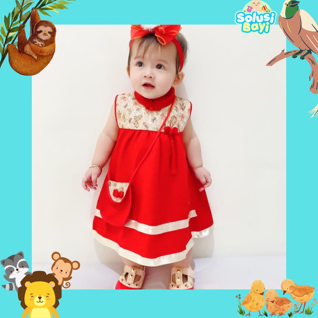 Baju Anak Dress Imlek Perempuan Dress Cheongsam Anak 1-3 Tahun / Dress Anak Imlek-Dress Imlek S2313/
