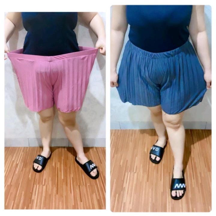 CELANA PENDEK SANTAI WANITA//HOTPANT PLISKET JUMBO POLOS MAX BB 70KG