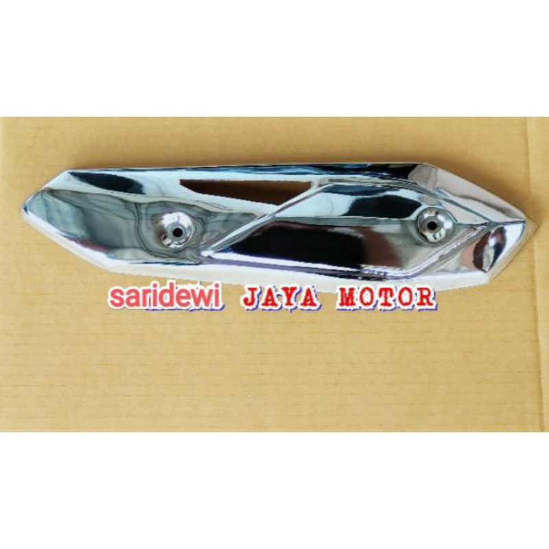 Cover Tutup Knalpot Honda Beat Chrome Bahan Besi Anti Pecah ( Stainless ) Tutup Knalpot Beat Karbu