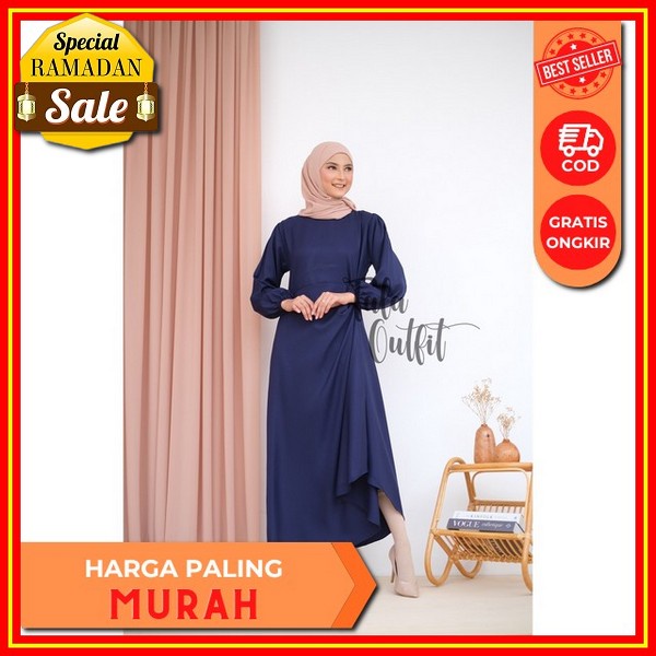 Indistoree - Gamis Cika Crinkle Airflow Terbaru 2022 Kekinian Viral Dewasa Simpel Elegan Busui Frend