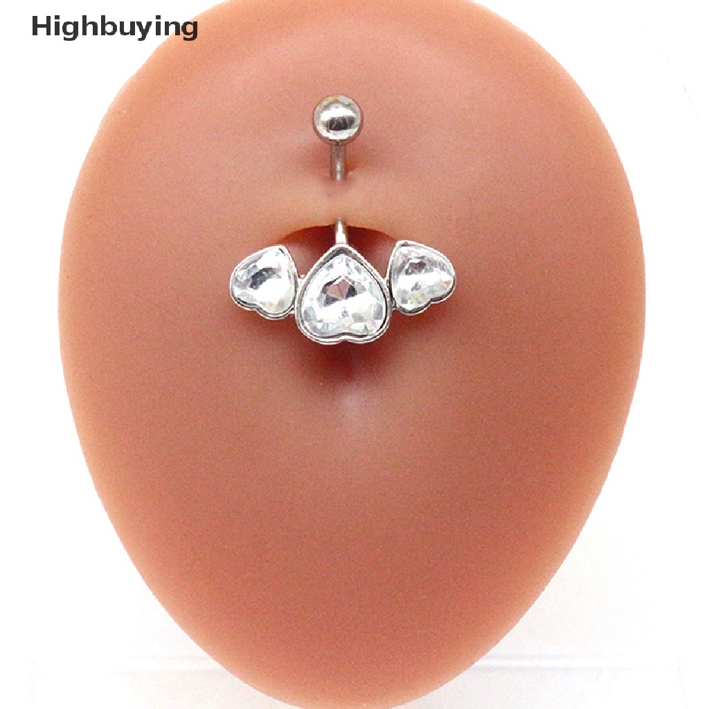 Hbid Stainless Steel Kupu-Kupu Cinta Hati Zirkon Sexy Belly Button Ring Cincin Pusar Glory