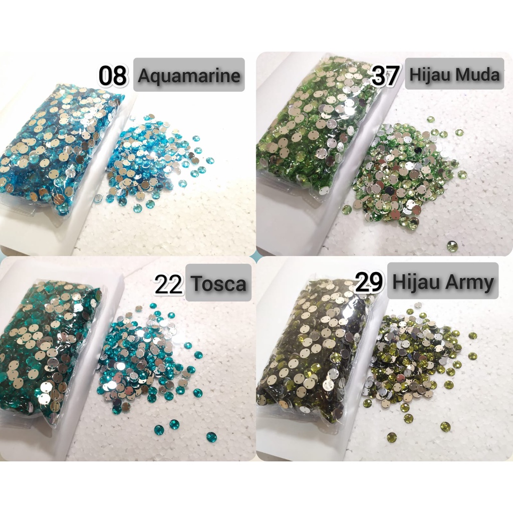 Payet / Diamond Kristal Akrilik Jahit Grade A Bulat 8 mm, 100 pcs