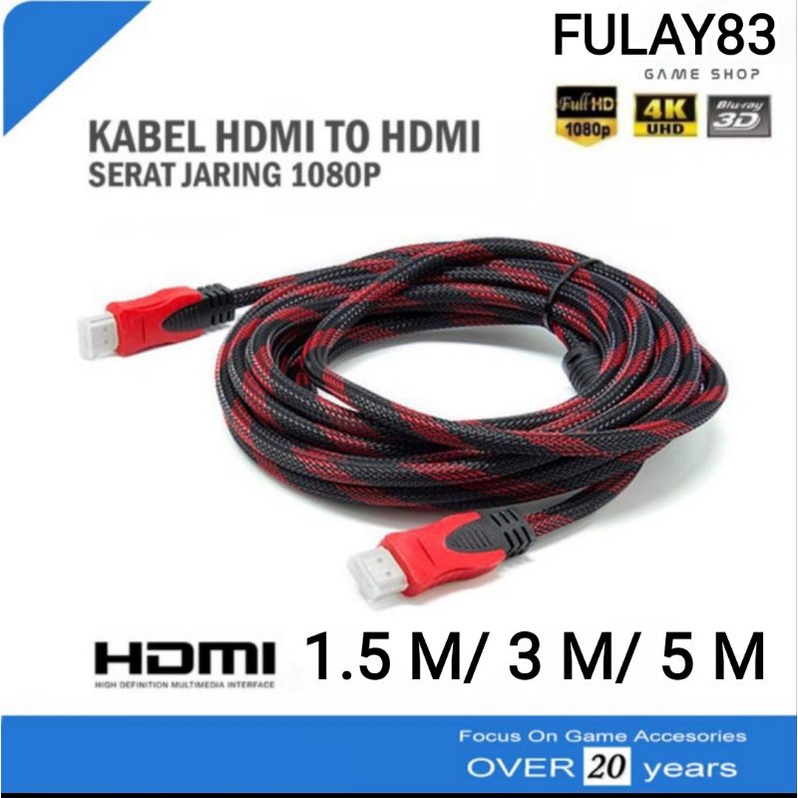 KABEL HDMI TV TO HDMI 1,5M/ 3M/ 5M/10M/ KABEL SET TOP BOX/ KABEL HDMI SERAT JARING/ CABLE HIGH QUALITY/ HIGH SPEED/ HD