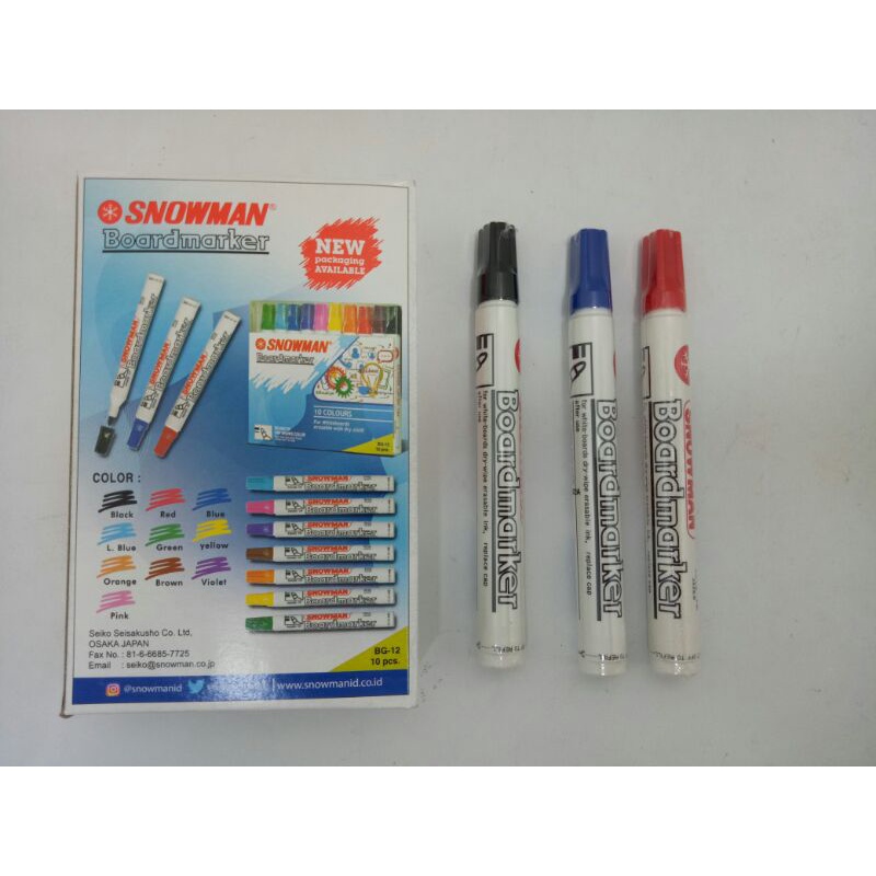 

Spidol snowman whiteboard hitam, biru, merah / spidol papan tulis whiteboard