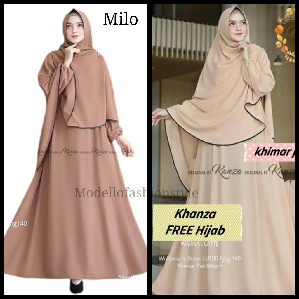 Khanza FREE HIJAB - Bisa Cod Gamis Dress Syari S M L XL XXL Jumbo Kondangan Naik Haji Umroh Nikahan 