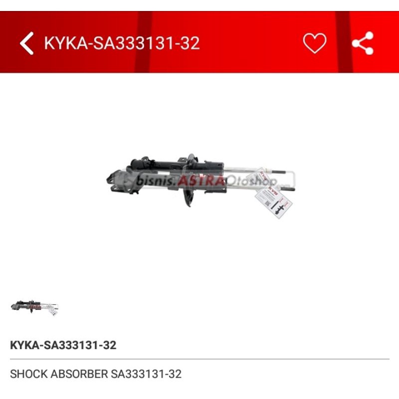 shock absorber depan kayaba kyb premium ertiga KYKA-SA333131-32