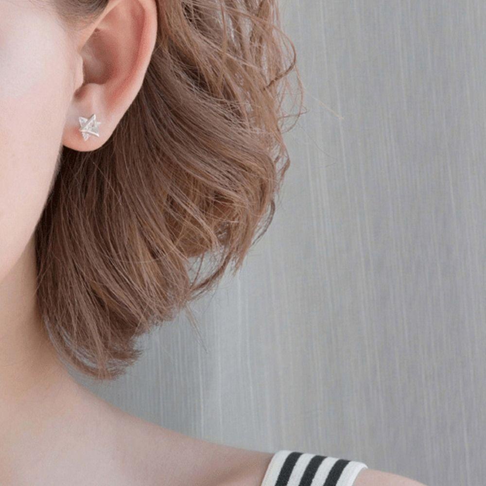 MXBEAUTY Wanita Anting Trendi Temperamen Halus Fashion Perhiasan Niche Desain Geometris Tembaga Zirkon Gaya Korea Earrings