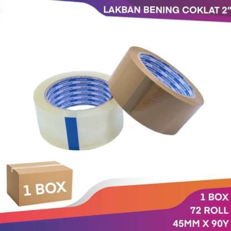 

Lakban / Solasi serba guna Warna bening transparan/ coklat sangat lengket dan kuat
