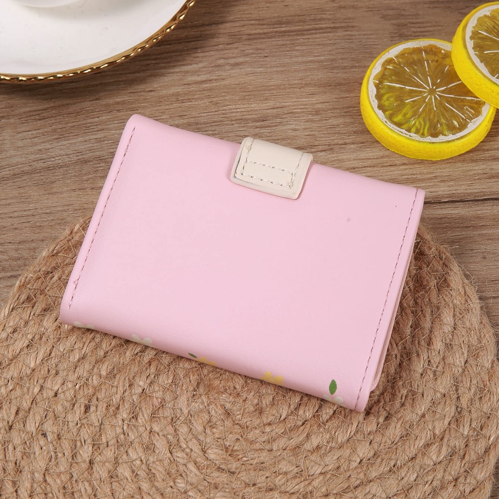 DOMPET LIPAT WANITA KULIT PINK LUCU MINI KOREA WA636P3 MOSIA PENDEK PREMIUM REMAJA KEKINIAN KARTU KOIN KECIL CEWEK BRANDED BATAM  MURAH SIMPLE