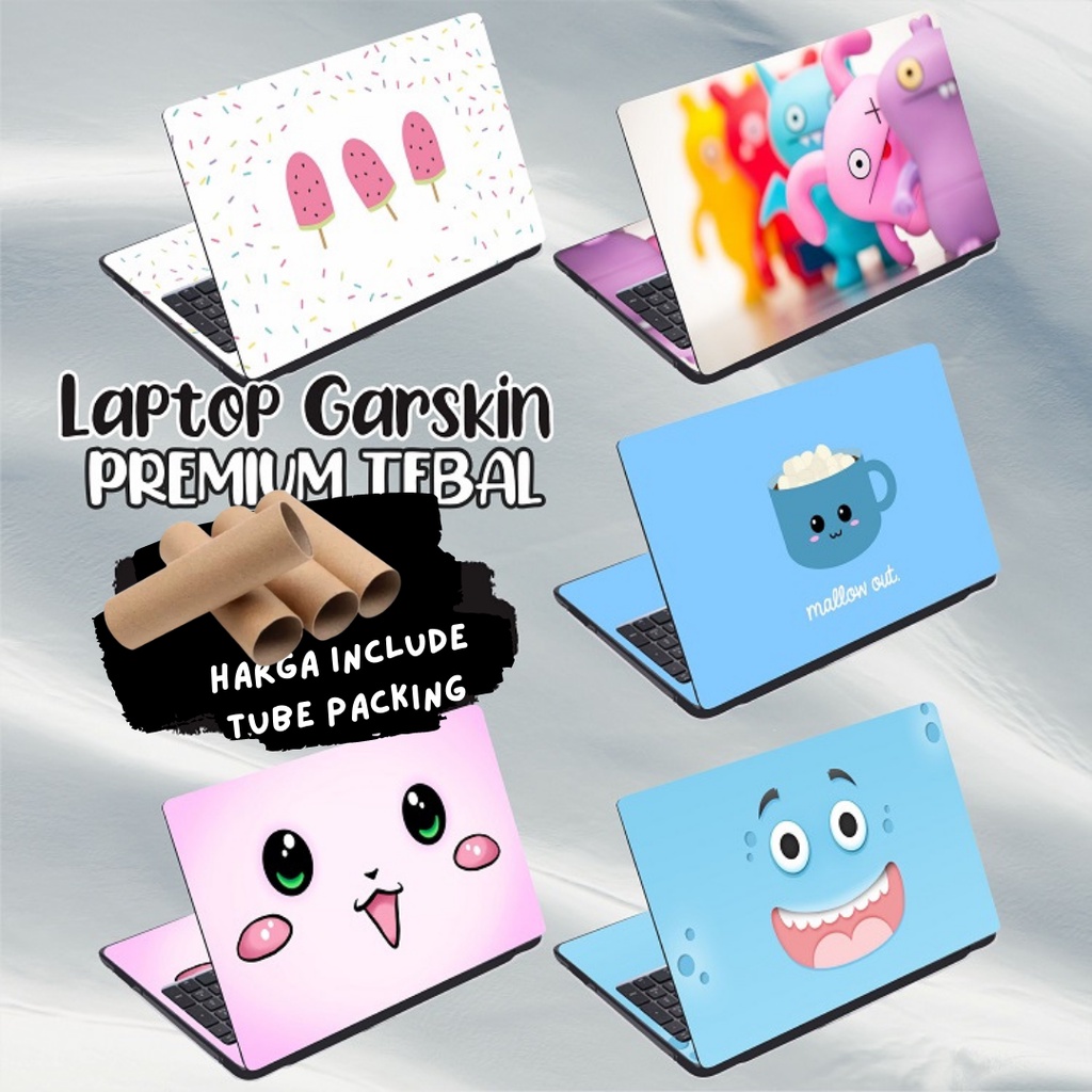 Garskin Laptop Anti Gores Cartoon Lucu Kartun Ice Cream Premium Full set 10 12 13 14 15 inch Acer Lenovo Asus Macbook Dell