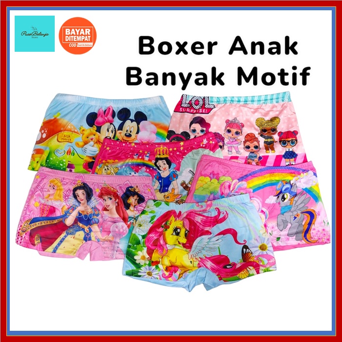 Celana Dalam Boxer Anak Perempuan Katun Little Pony Princess Mickey Mouse Ecer Boxer anak Cewe Katun