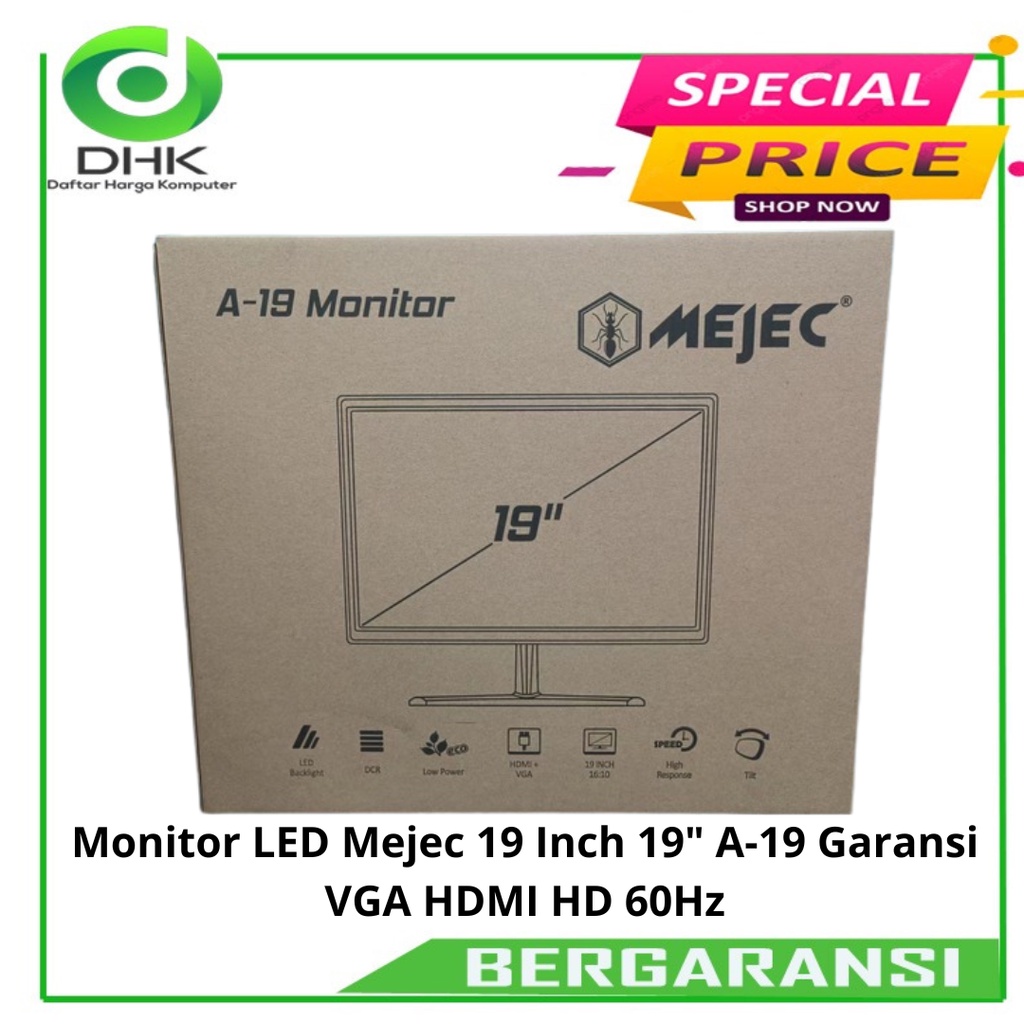 Monitor LED Mejec 19 Inch 19&quot; A-19 Garansi VGA HDMI HD 60Hz