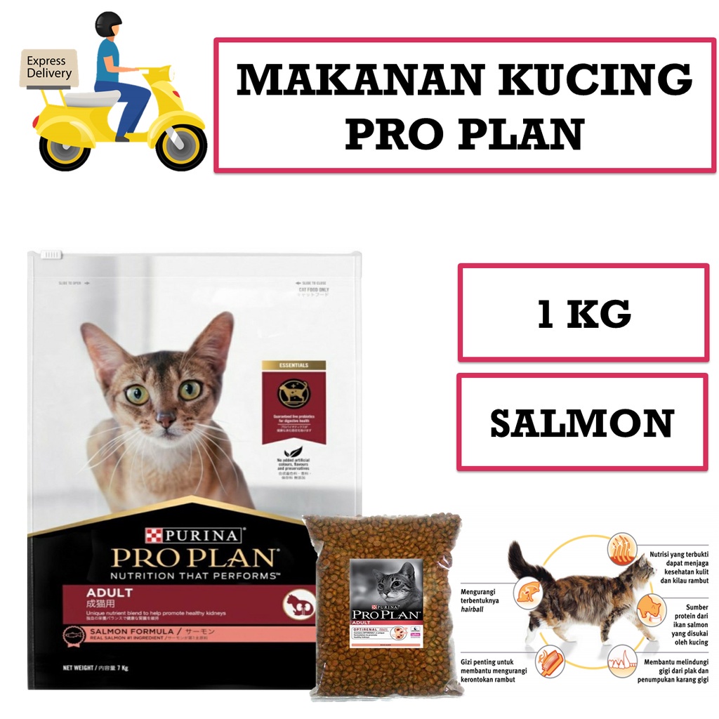 Heart Petshop | Makanan Kucing PROPLAN SALMON Adult Kemasan 1 Kg