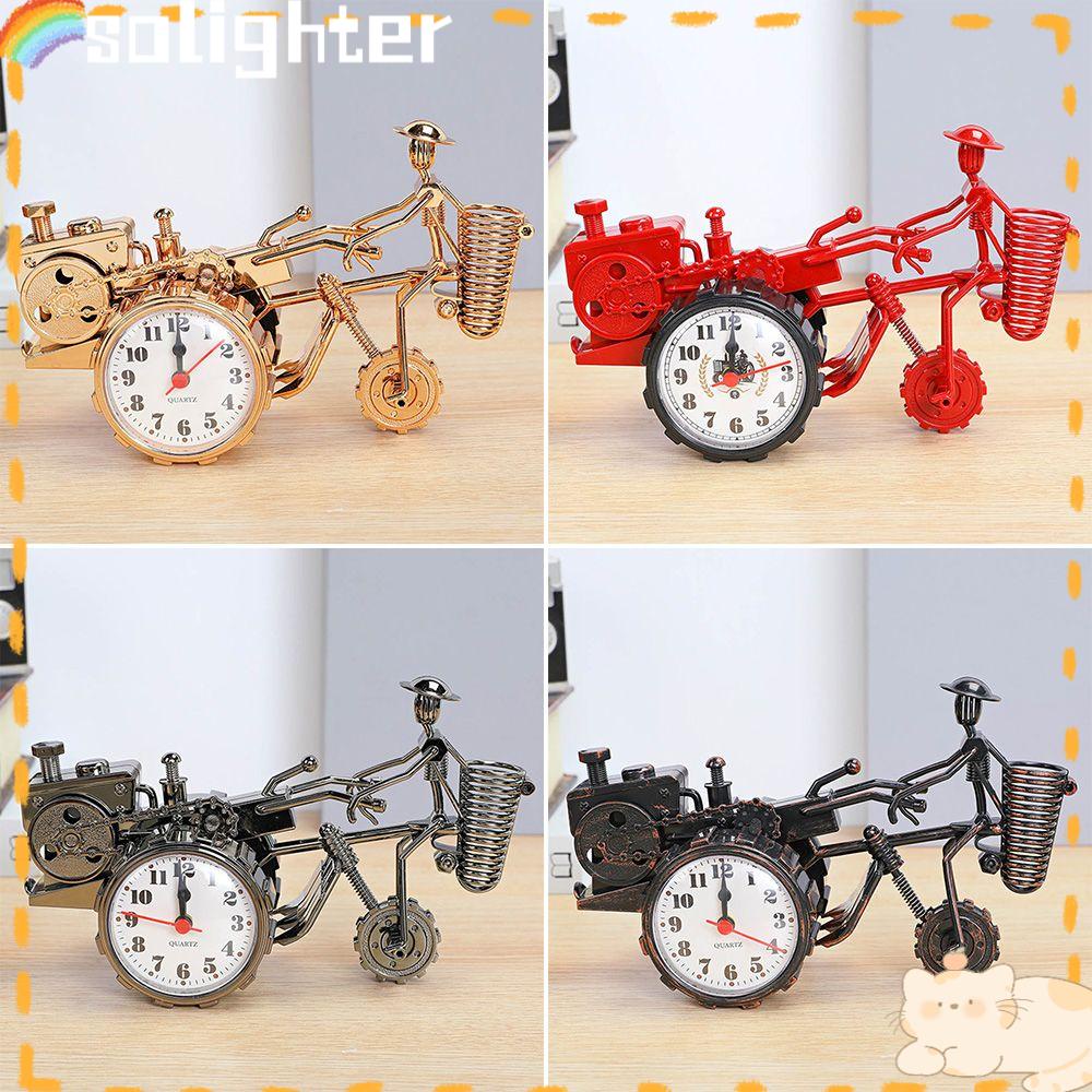 Solighter Jam Alarm Motor Hadiah Ulang Tahun Kreatif Ornamen Motor Untuk Anak