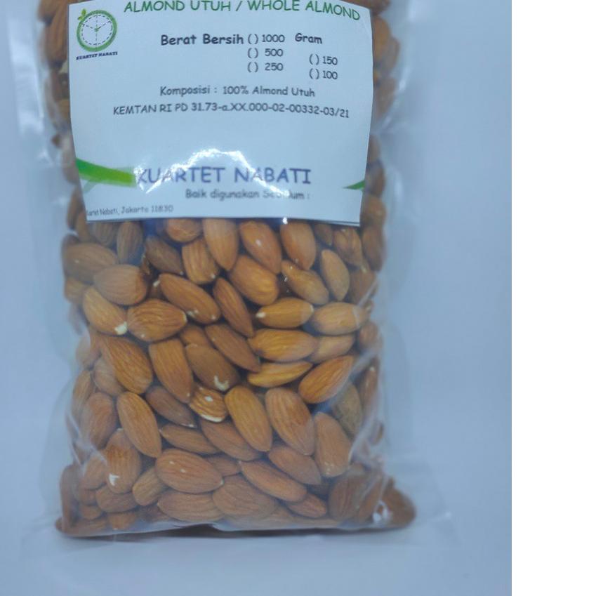 

Terbaru | KI3 | 1000gr Almond Premium Utuh Mentah - Whole Raw Almond - Size Besar 27-30 - Blue Diamond