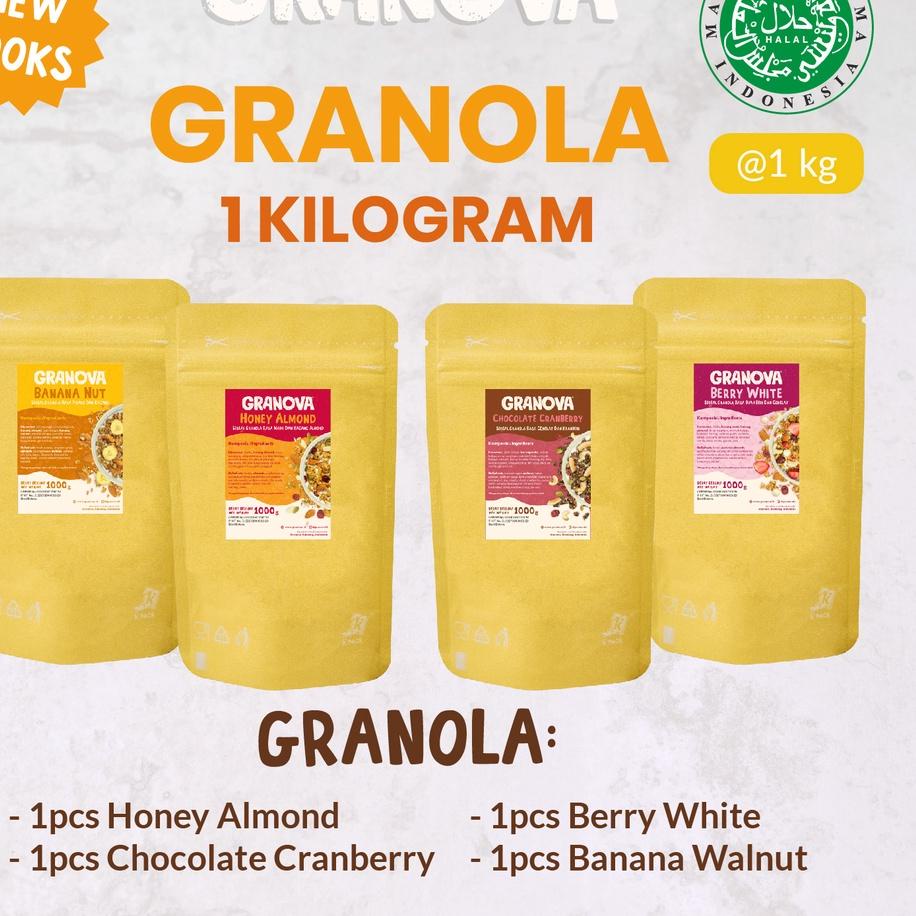 

PROMO HARI INI Granola by Granova 1 Kg - Sereal Granola, Menu Sarapan Sehat Bergizi (Honey Almond Chocolate Cranberry, Banana Walnut, Berry White) - Halal grosir