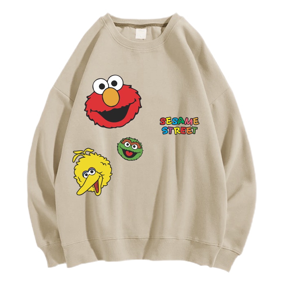 THREE SESAME STREET SWEATER SWITER CREWNECK OVERSIZE PRIA WANITA Size M-XXL ANAIRA