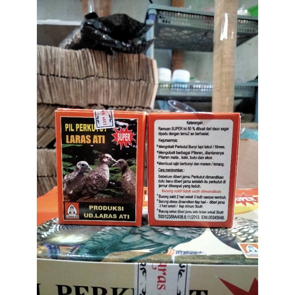 pil perkutut larasati 1kotak isi 15butir jamu herbal khusus burung perkutut