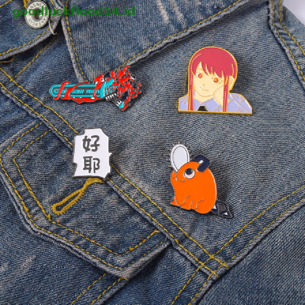 [GOOGFOUR] Jepang Dan Neraka Maskot Enamel Pin Rantai Man Makima Pochita Bros Kerah Lencana Ikon Anime Perhiasan Hadiah Kartun Enamel Lencana [TOP]