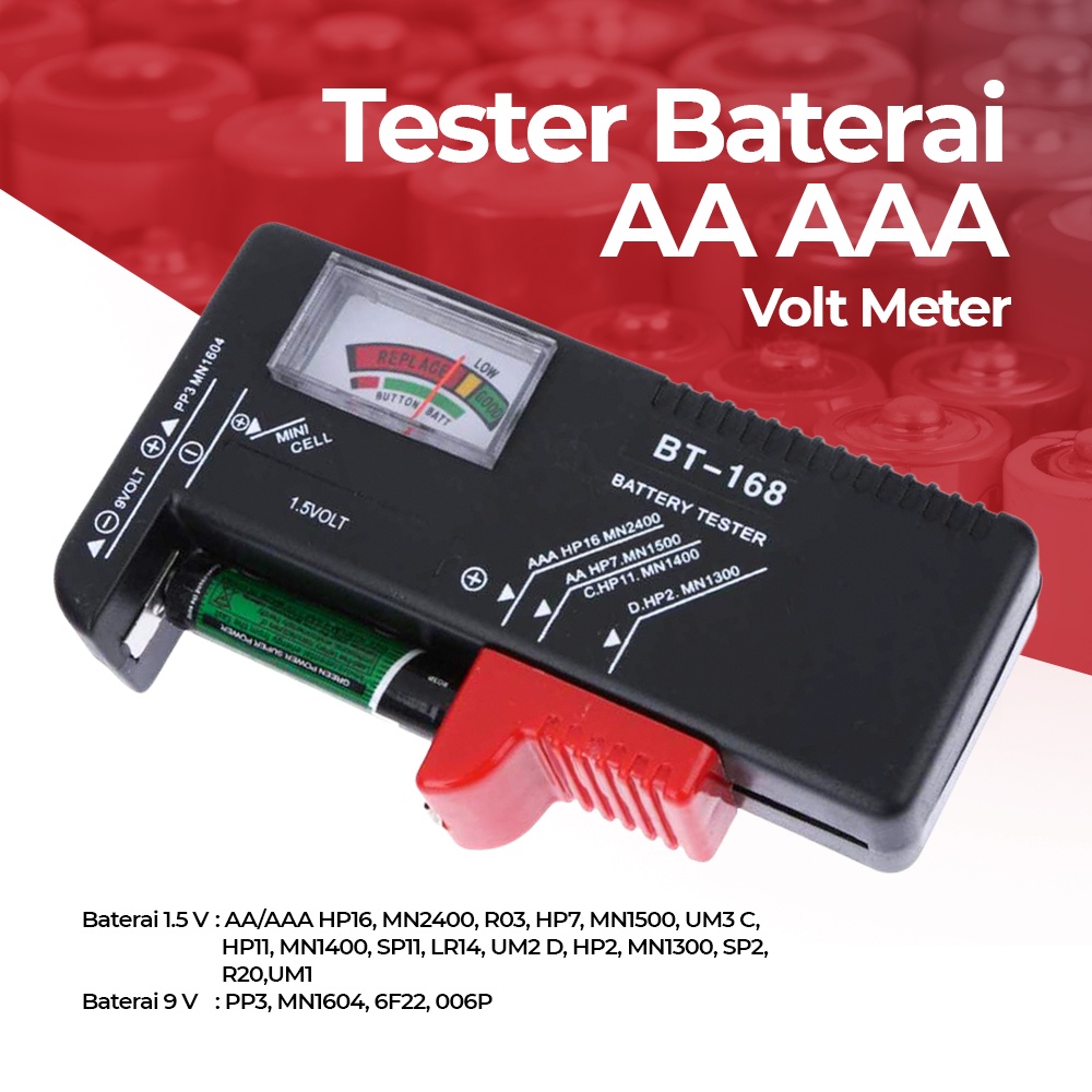 Tester Tegangan Baterai AA AAA Volt Meter - BT-168