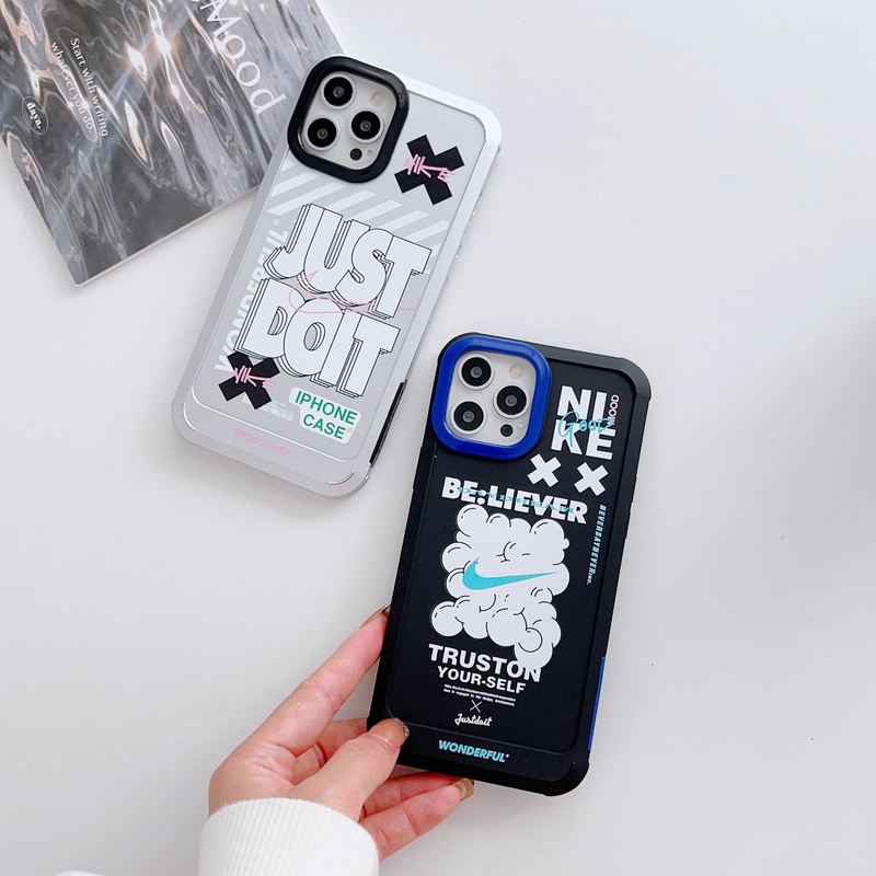 Sports Street Fashion Just Do T Casing Ponsel Akrilik Transparan Untuk IPhone 13 Pro Max12 11 Pro Silikon Shockproof Bumper Penutup Belakang Untuk IPhone Xs Max XR 7Plus