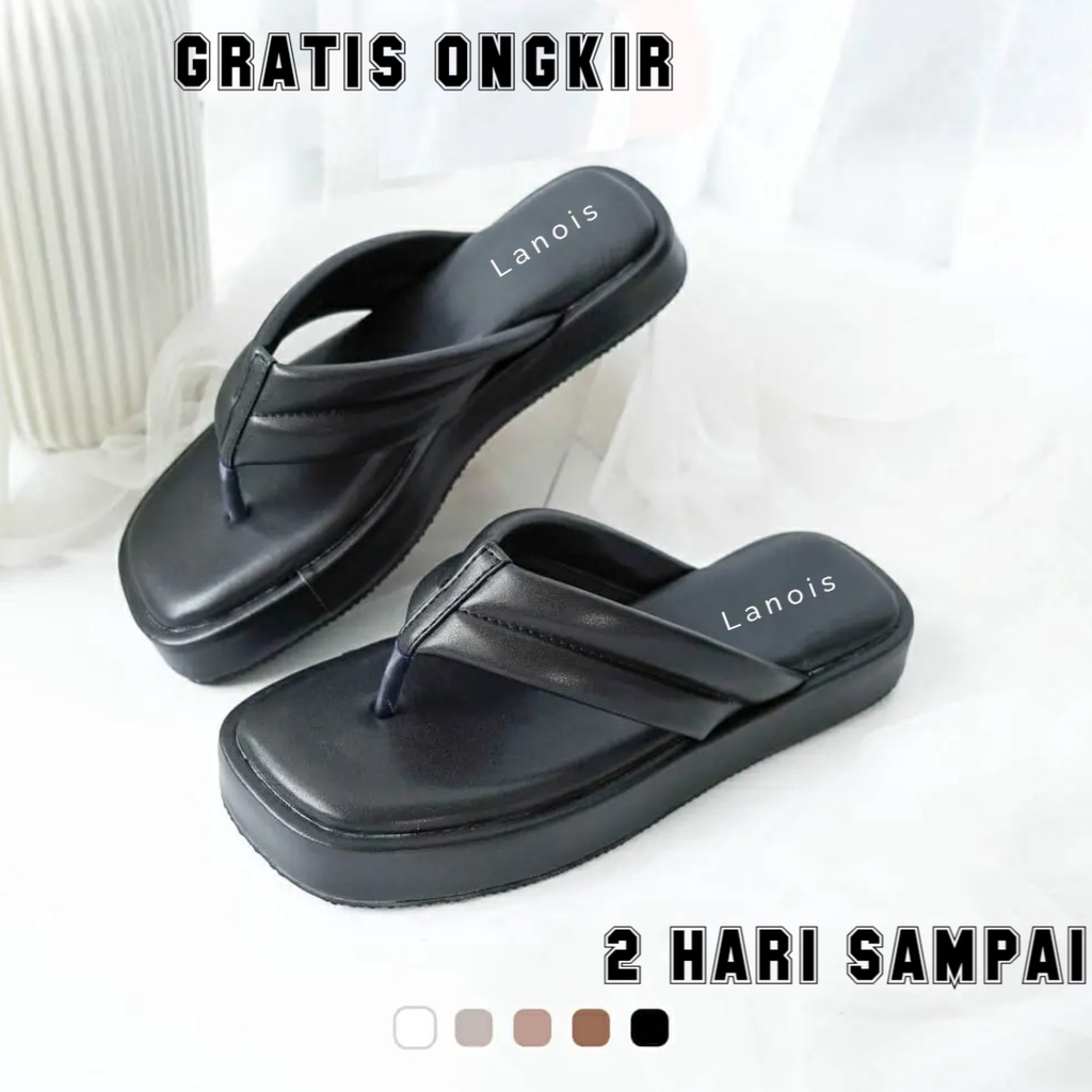 Sandal Jepit Wanita Spon Wedges Cantik Simple Kekinian Terbaru 2023