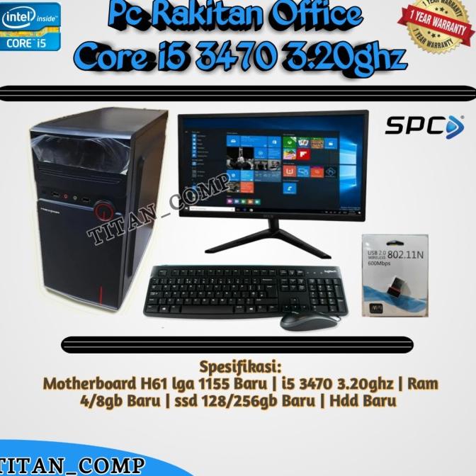 Paket lengkap PC rakitan core i5 3470 3.20Ghz + Monitor 19" Baru