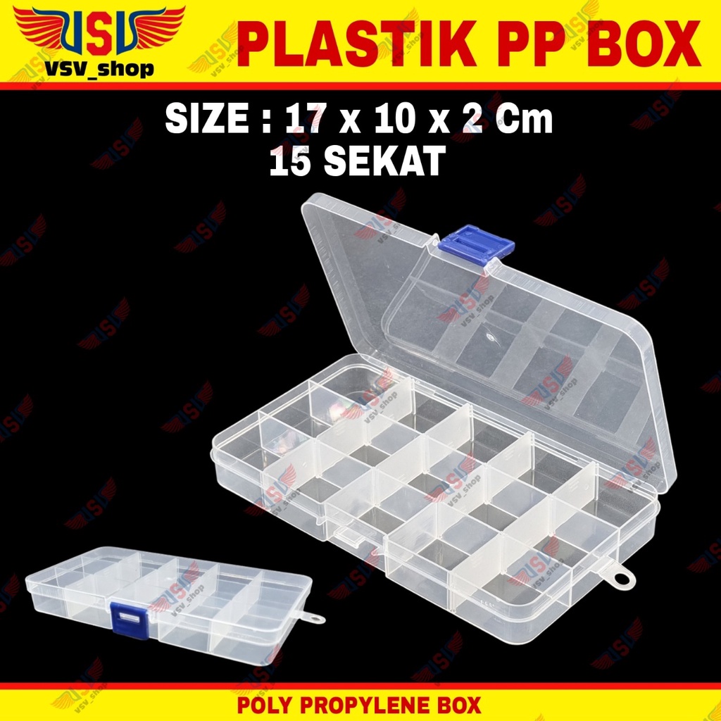 Kotak Plastik 15 Sekat Penyimpanan Box Plastik PP Case Plastic Storage Box QC15