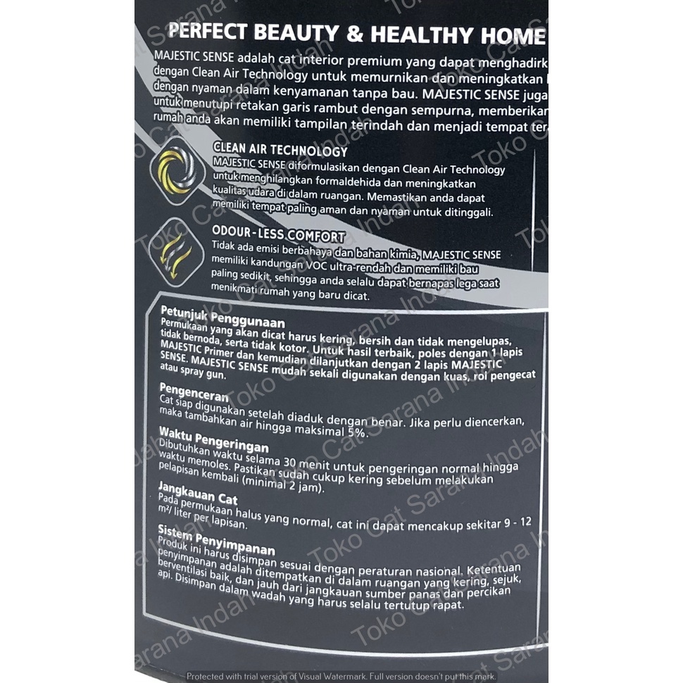 JOTUN Majestic Sense - WHITE 2.5 L / 4 KG Cat Tembok Dalam Interior cat jotun 4kg warna putih