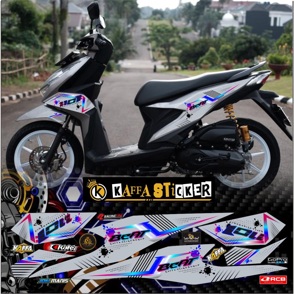 STICKER STRIPING VARIASI BEAT DELUXE BEAT NEW LIST SILVER RACING