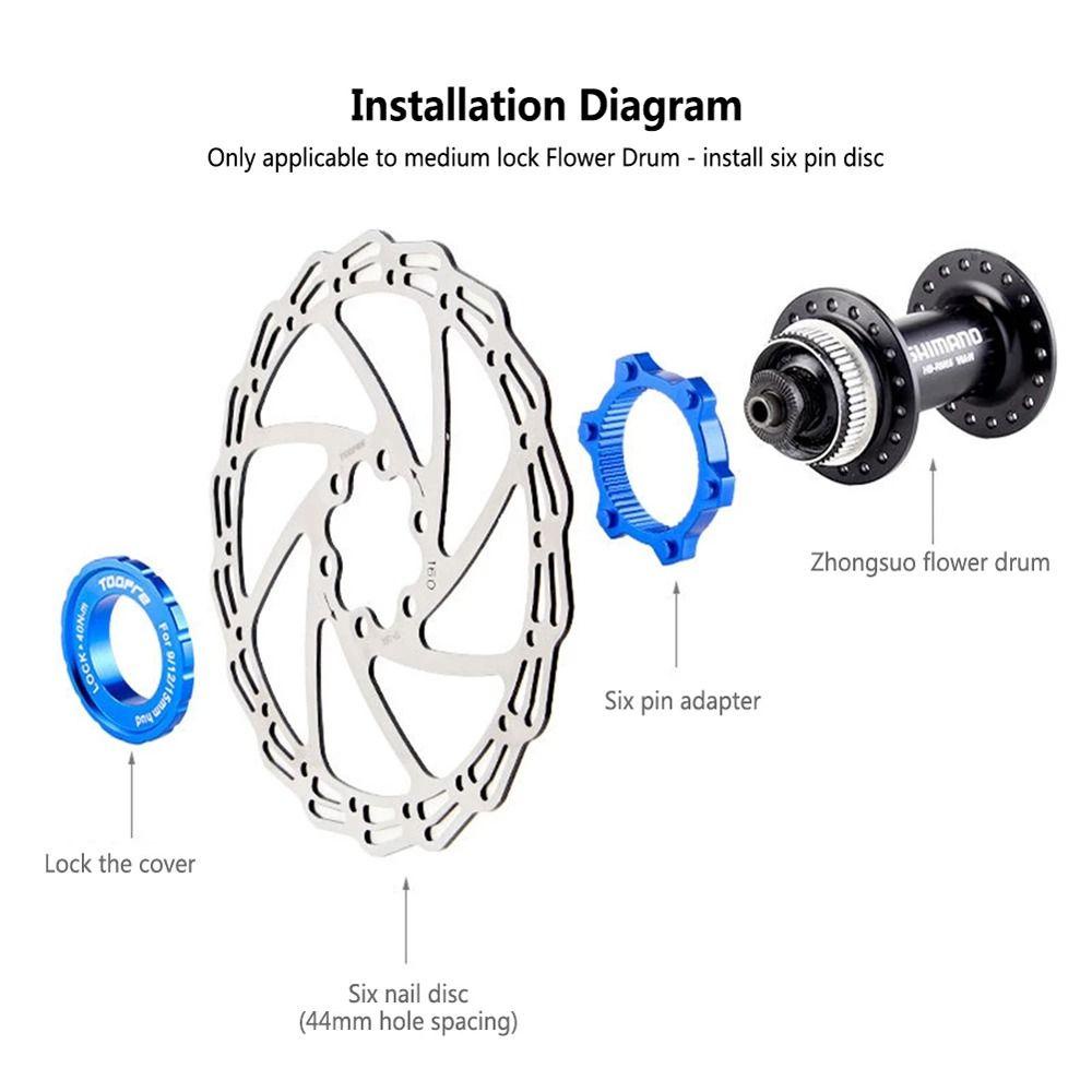 Lanfy Sepeda Centerlock Adaptor Bersepeda Sepeda Rem Cakram Rem Rotor Sepeda Gunung Hub 6baut Rotor Auminum Alloy Sepeda Center Lock Konversi