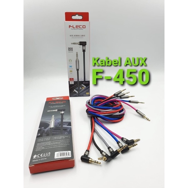 KABEL AUDIO FLECO F450 JACK 3.5MM ORIGINAL 100CM COMPATIBLE FOR ALL SPEAKER MULTY MEDIA PLAYER HANDPHONE