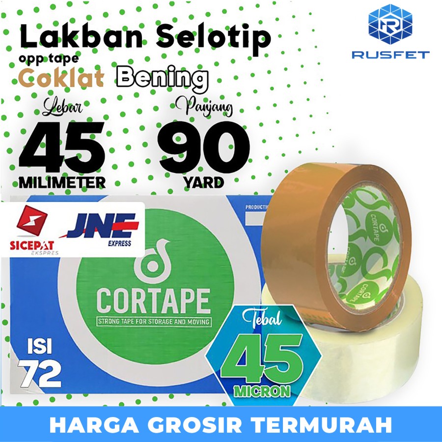 

Lakban isolasi Solatip 45mm x 90yard OPP Tape Cortape KARGO / DUS