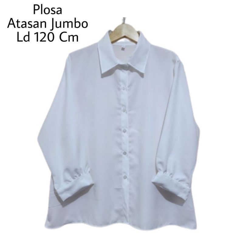 Blus Plosa Jumbo Ld 120 cm Lengan Panjang 3/4 Kerah Kemeja Bahan Moscrepe . Atasan Baju Wanita Oversize Terbaru 2023 Kekinian Blouse Dewasa Jumbo Viral