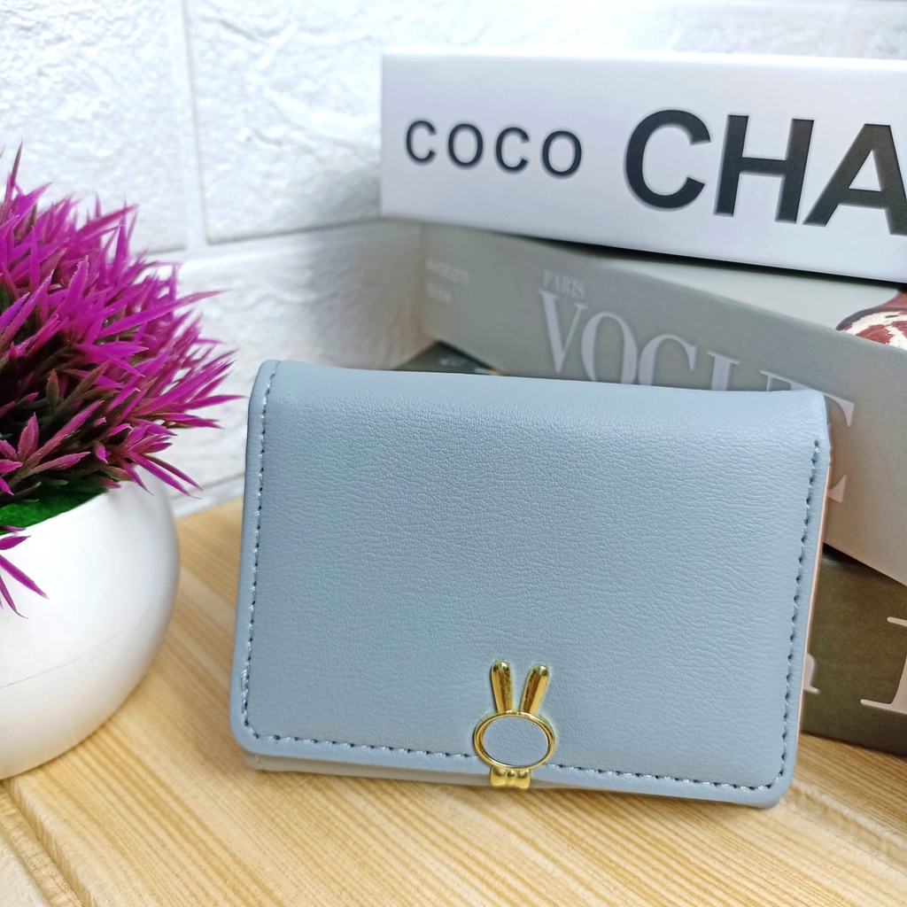 Dompet Lipat Wanita Motif Garis Bunga Fashion Style Korea Dompet Cewek Mini Women Wallet PU Satu7an D77