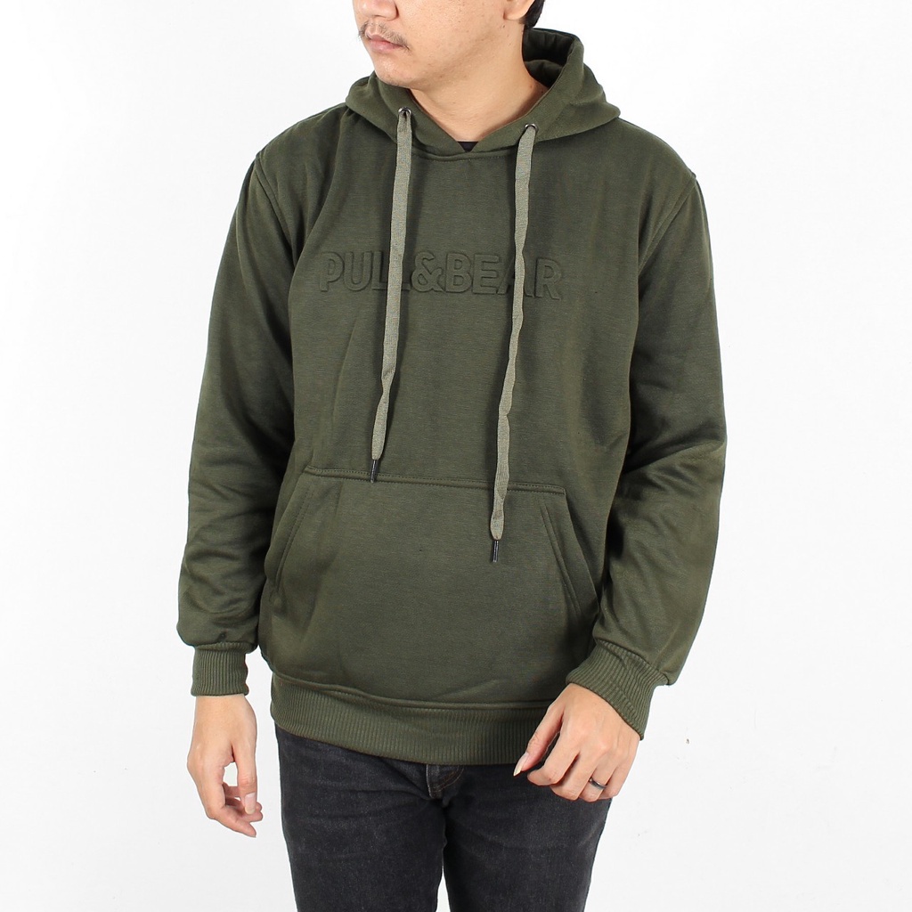 hoodie pull&bear pria wanita hijau army / crewneck pria pull&bear hijau army  /sweater pull&bear hij