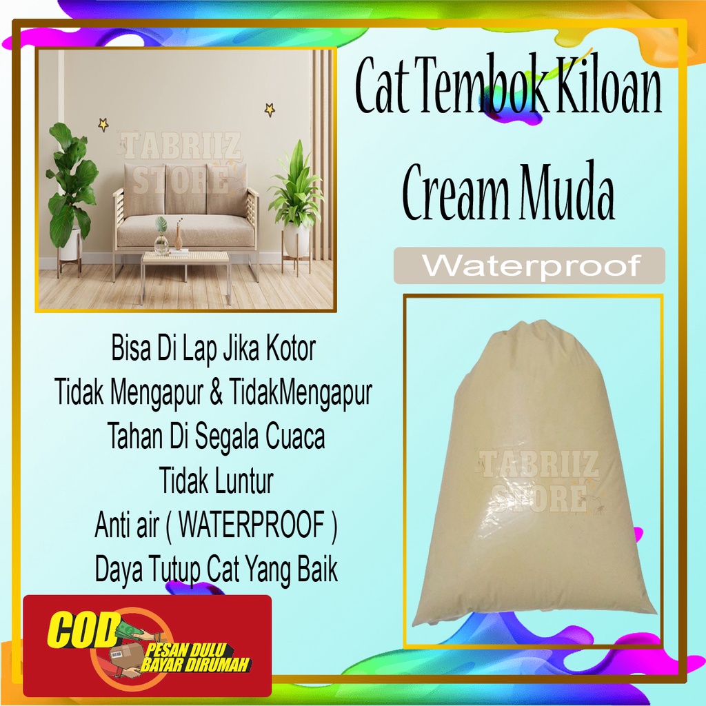 Cat rumah tembok paling bagus 5 kg promo / Cat minyak warna Cream / Cat kiloan 1 kg gratis ongkir / 