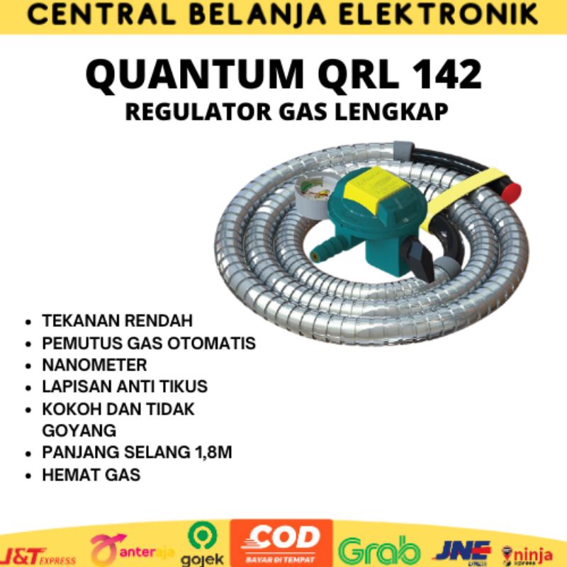 Selang + Regulator kompor gas Quantum QRL 142/ regulator Quantum QRL 142