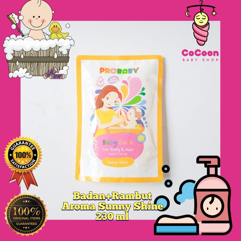 Sabun Shampo Bayi Pro Baby Probaby Baby Bath Sunny Shine Refil 230 ml