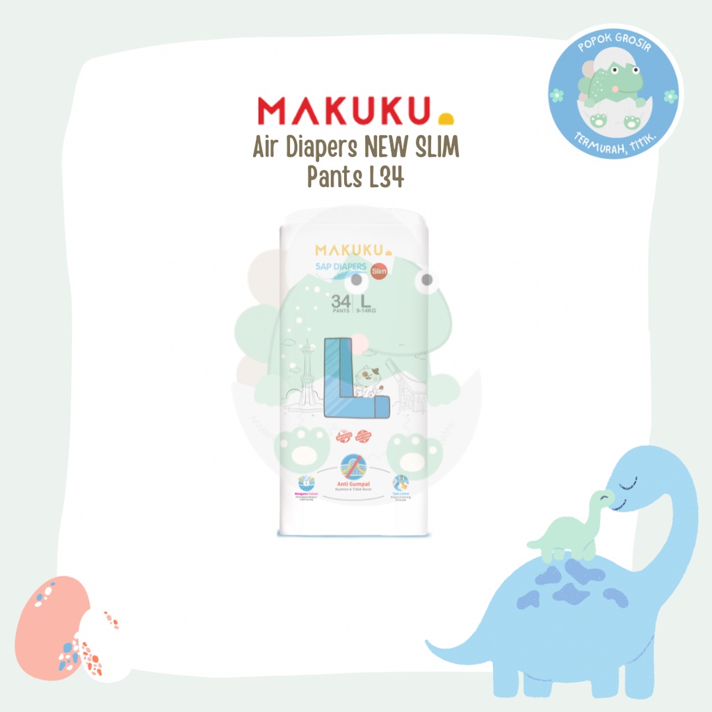 MAKUKU SAP DIAPERS SLIM PANTS L34/Anti Gumpal/SAP/Tipis